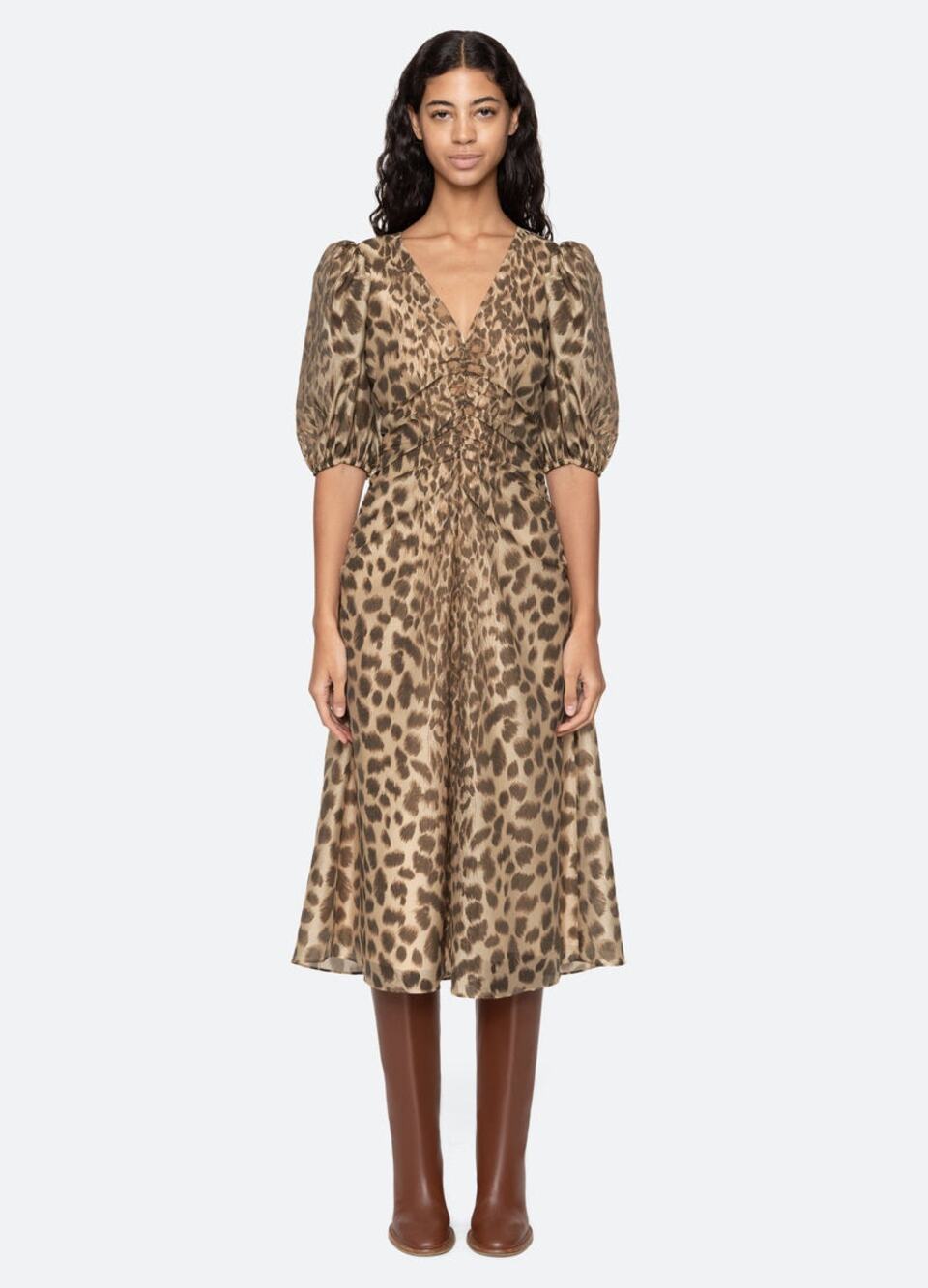 SEA New York Claude Puff Sleeve Midi Dress NWT